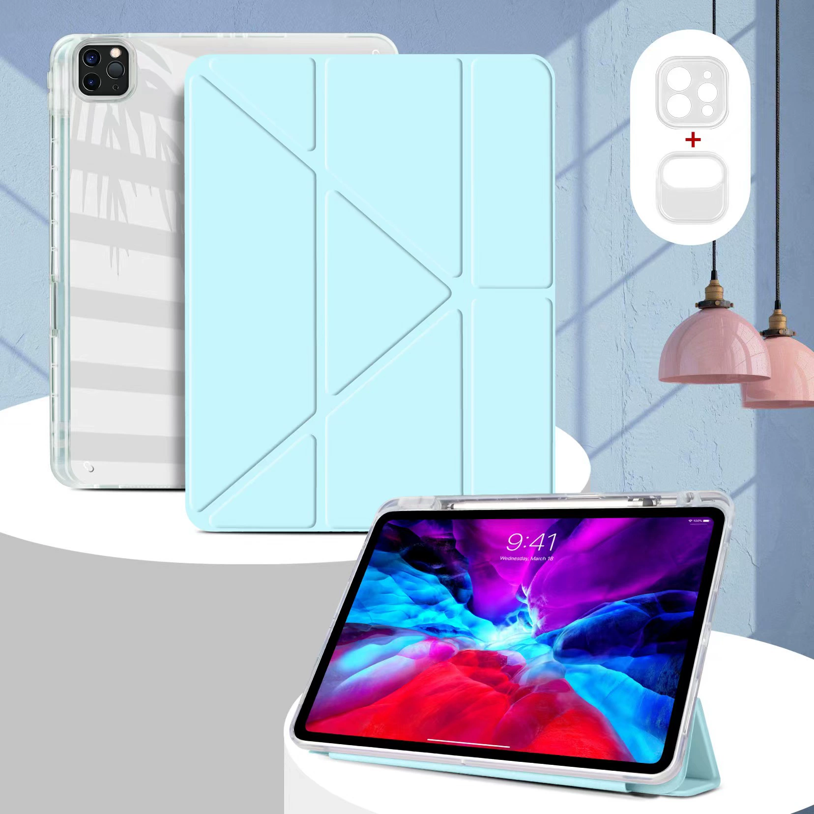 Защитная накладка для iPad Pro 11 / iPad 10.9 — высокопрозрачная акриловая задняя панель, подставка Y-образной складки