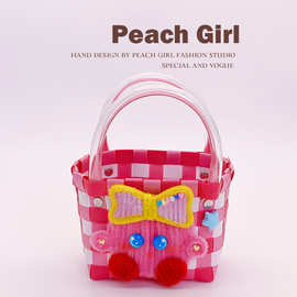 Peach Girl 甜美扭扭棒小兔星之k比编织菜篮子手提包小方包HD1375
