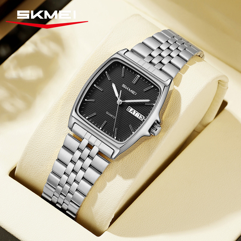 Momento de acero para hombres y mujeres reloj de cuarzo calendario domingo reloj de negocios comercio exterior spot transfronterizo fábrica de fuente personalizada