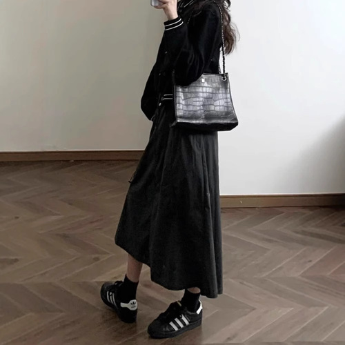 American Workwear Half-Body Skirt for Women 2025 Autumn Fat Sister MM Casual Hip-Hiding Slimming A-Line Umbrella Skirt