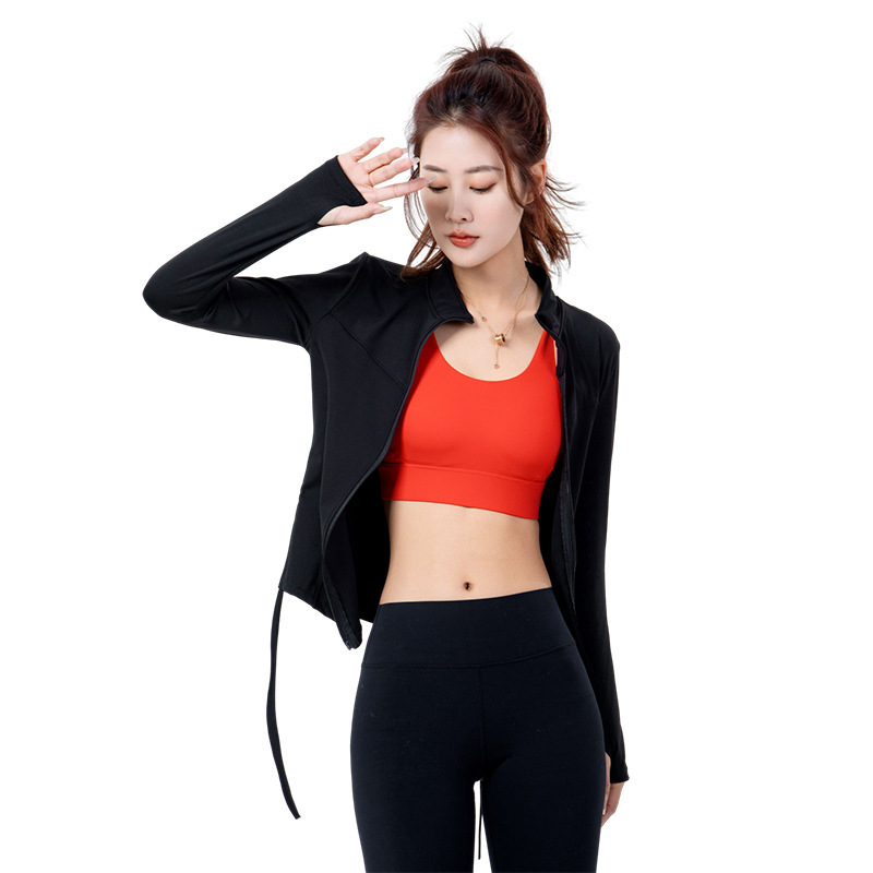 (2개) LULU 스포츠 요가복 다이내믹 스몰 스탠드 칼라 재킷 상의 여성용 신축성 지퍼 아웃도어 긴팔 피트니스 의류