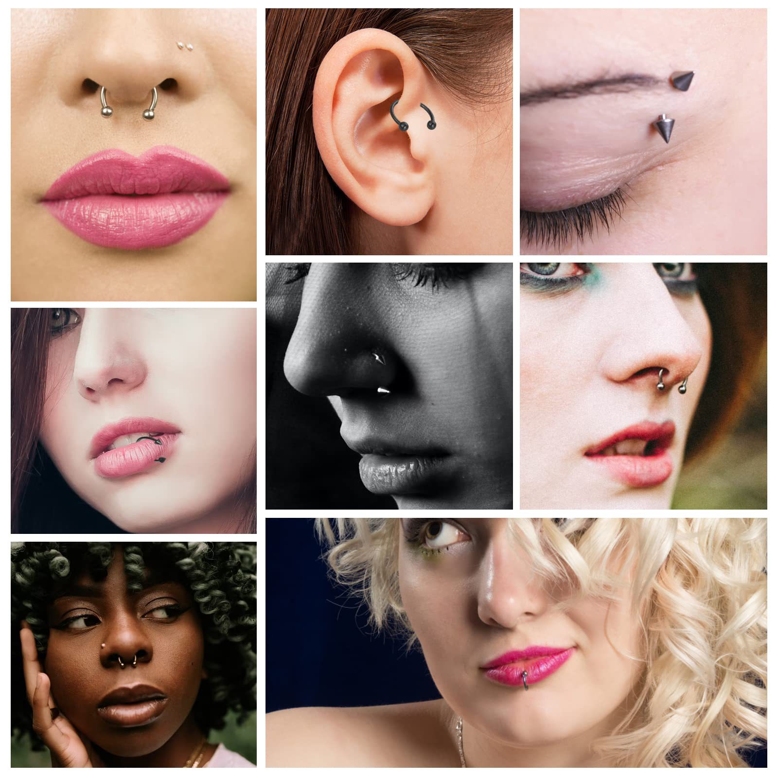 Nasenpiercing-Schmuck im europäischen und amerikanischen Stil aus Edelstahl, galvanisiertem Titanstahl, C-förmig, Ohr- und Lippenpiercing-Schmuck_voghion.com