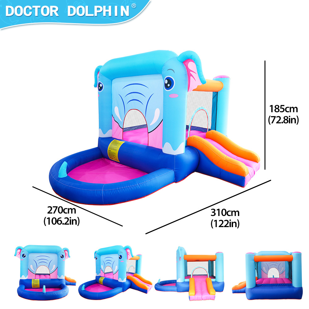 Doctor Dolphin | Castillo inflable para el hogar de los niños para el hogar pequeño tobogán de trampolín inflable interior y exterior para niños
