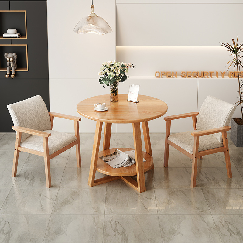 Simple Negotiation Table Reception Table And Chair Combination Milk Tea Shop Household Rental House Dining Table Commercial Small Round Table One Table And Two Chairs