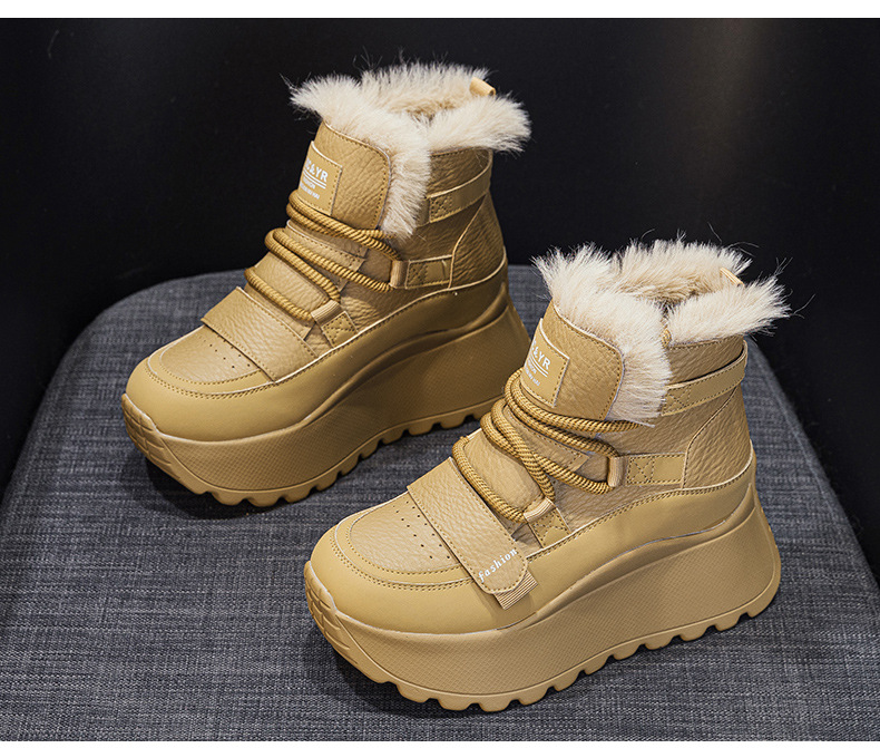 Giày sneaker nữ đế dày tăng chiều cao cổ cao lót lông mùa đông phong cách thể thao đa năng — 5012-1 lông nâu, 5012 lót trắng, 5012-1 lông trắng, 5012 lót nâu chi tiết 21