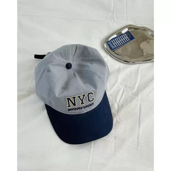 24 early autumn new contrast color stitching NYC letter embroidery small fresh sweet casual Japanese baseball Korean cap