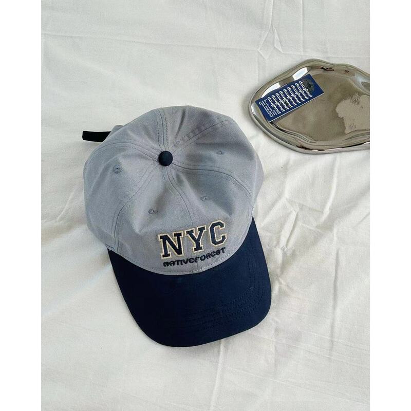 24 early autumn new contrast color stitching NYC letter embroidery small fresh sweet casual Japanese baseball Korean cap