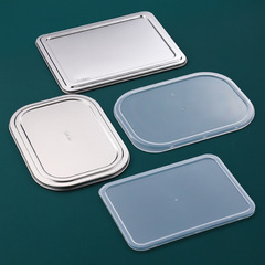 批發加厚不鏽鋼快餐盤蓋子大小號304分格飯盤鋼蓋塑料蓋餐盤專用