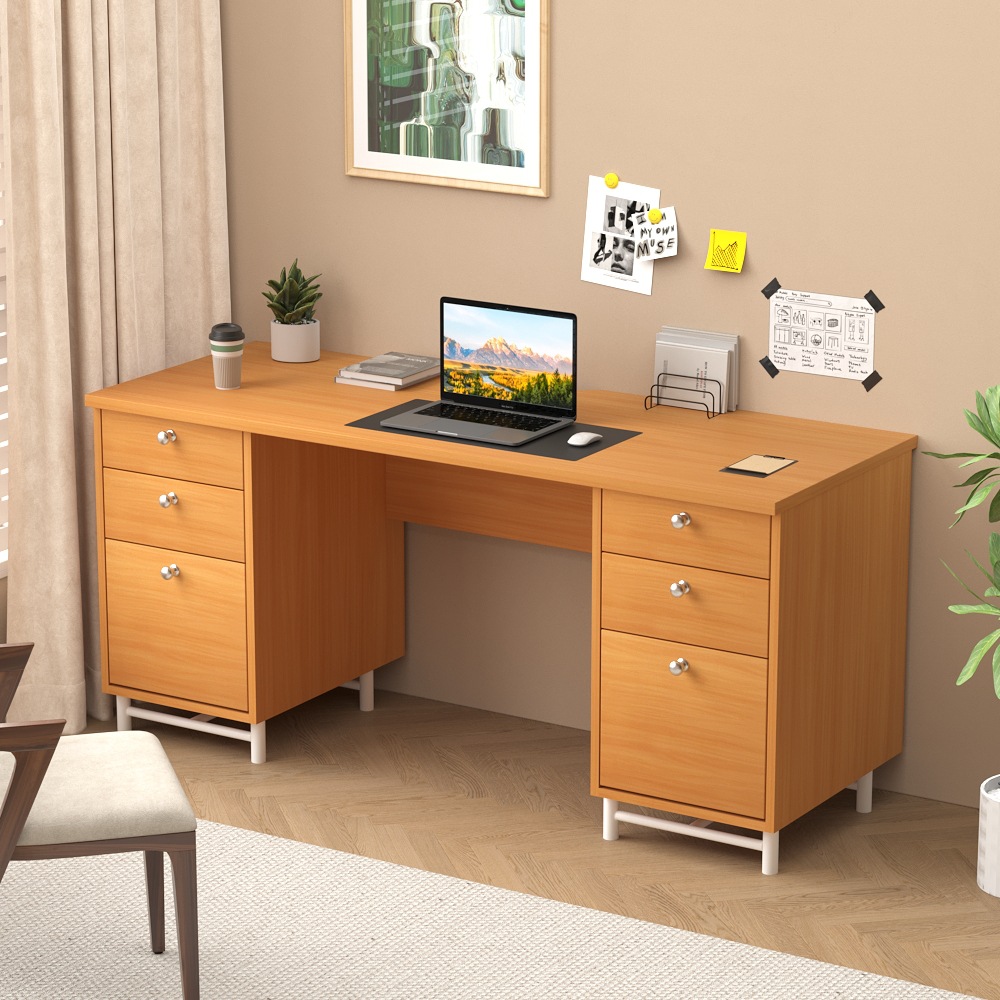 Mesa de oficina de seis cajones simple para el hogar Mesa de jefe de oficina 1.4m 1.6m con cajón Mesa de computadora del personal