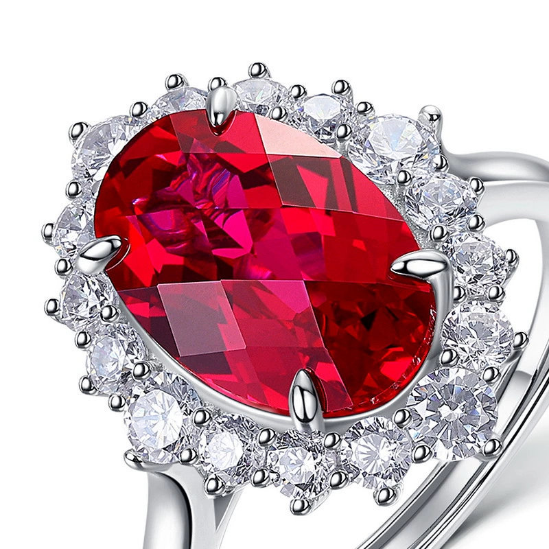 Искусственный ruby кольцо, каменная инlay, стиль легкой роскоши, пробы серебро 925, европейский стиль