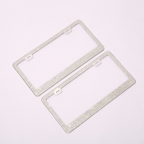 Cross-border car US-style license plate frame with crystal diamond inlay license plate holder stainless steel license plate frame accessories wholesale
