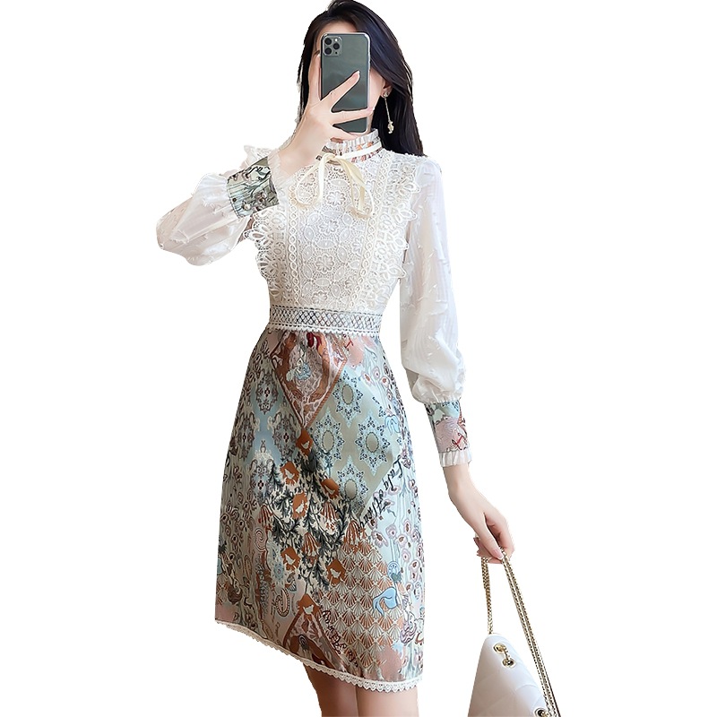 C2760 1230K VÁY ĐẦM LIỀN THÂN NỮ DONTDHI DÀI TAY MÙA XUÂN THU ĐÔNG THỜI TRANG NỮ REN G04 SẢN PHẨM MỚI