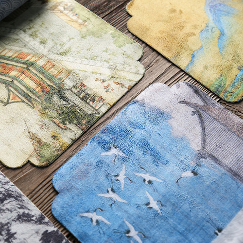 Qianlijiangshan Tea Towel Cotton and Linen Fabric Table Flag Chinese Suede Tea Mat Bamboo Mat Tea Curtain Dry Tea Towel Cushion