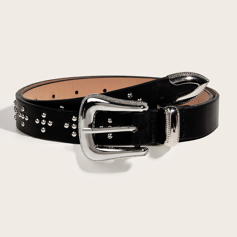 Trendy and Fashionable European and American Retro Metal Carved Buckle Women's Belt Jacket Dress Belt Trouser Belt in Stock