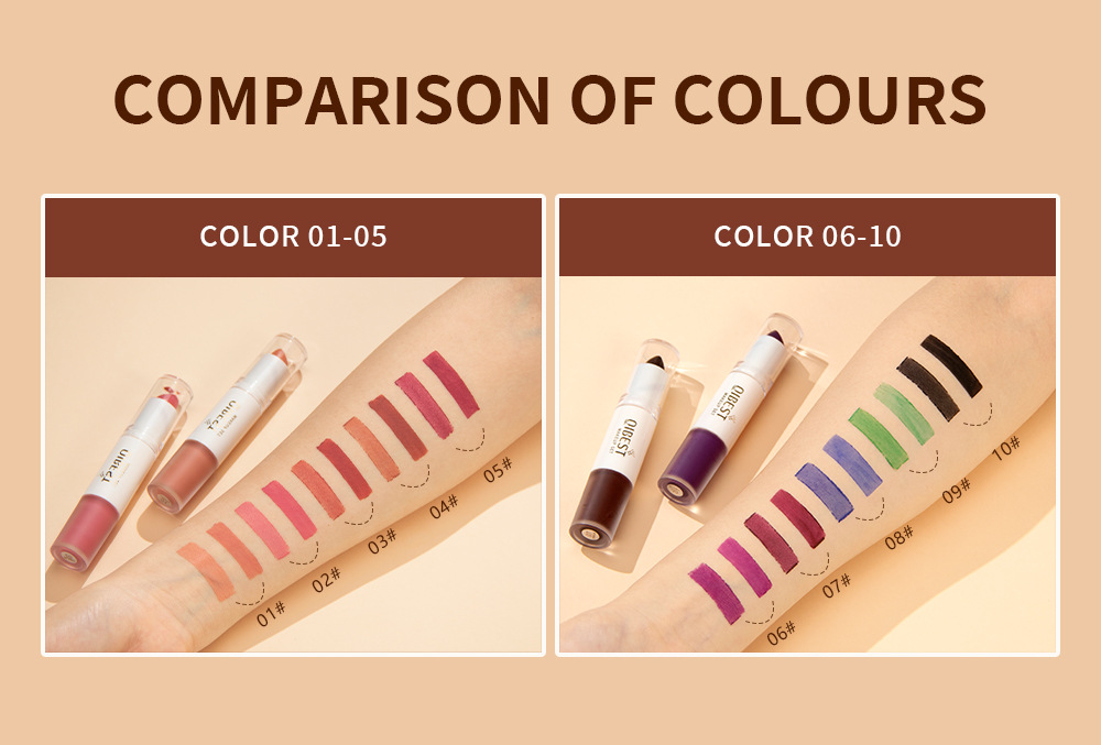 QIBEST double-headed velvet makes the lips look fair and red, does not fade easily, matte non-stick cup, long-lasting natural three-dimensional lip gloss, cross-border undefined