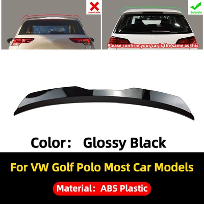 Suitable for Volkswagen Polo Golf Mk5 6 7 7.5 8 Modified Rear Wing, Fixed Wind Wing, Roof Wing, Rear Spoiler (Spoiler) - universal-rear-spoiler-for-golf-polo-gloss-black
