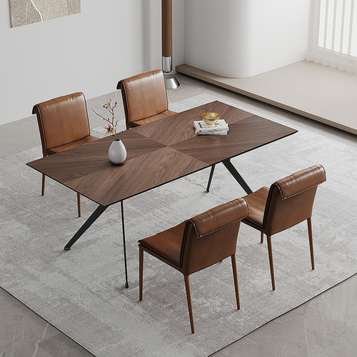 Luxury Retro Style Dining Chair for Home Use Designer Backrest Chair Genuine Leather Modern Simple Casual Dining Room Leather Chair 