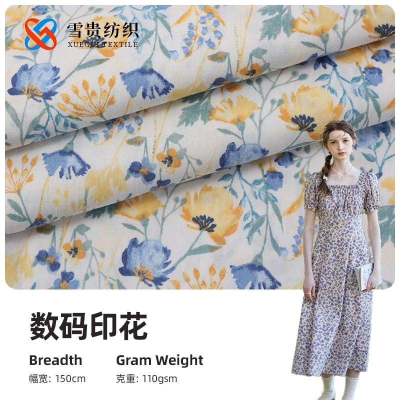 Прямые поставки от производителей из Кэцяо: новые весенне-летние хлопчатобумажные ткани с принтом, ткани для платьев и пижам с эффектом потертости.