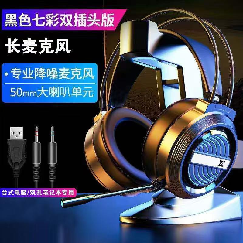 Head-Mounted Computer Headset, E-Sports Gaming Headset, USB Wired Notebook Desktop Computer for Listening to Sounds and Positioning