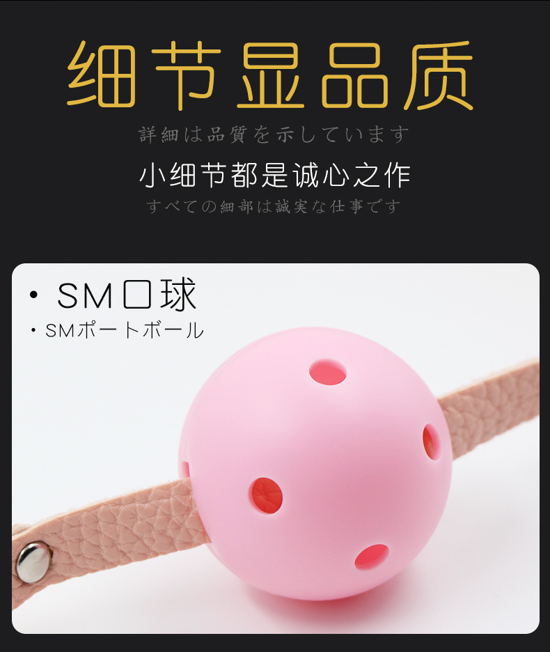 SM Mouth Ball Gag with Leather Strap and Silicone Mouth Plug for Adult Couples — detail image 19