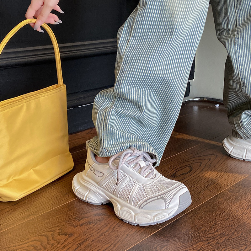 Fashion Trendy Pink Retro Thick-Soled Dad Shoes for Women 2025 New Summer Thin Breathable Soft-Soled Sports Shoes