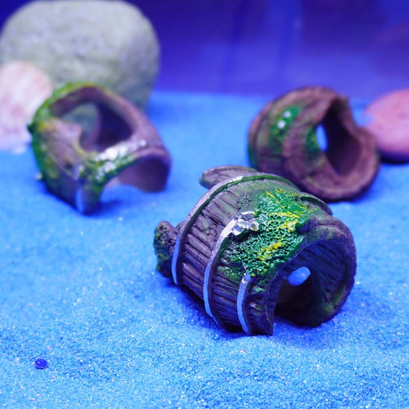 Cubo de vino de PVC, pecera, adornos pequeños, adornos, tanque de agua, paisaje, cría de peces y camarones, refugio, estilo caliente del acuario