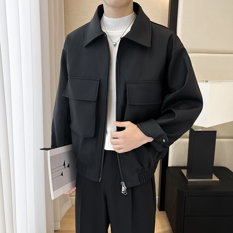 가을과 겨울 새로운 남성 하이 퀄리티 러피 잘 생긴 패션 트렌드 레저 오토바이 스타일 옷깃 가죽 코트 두꺼운 코트