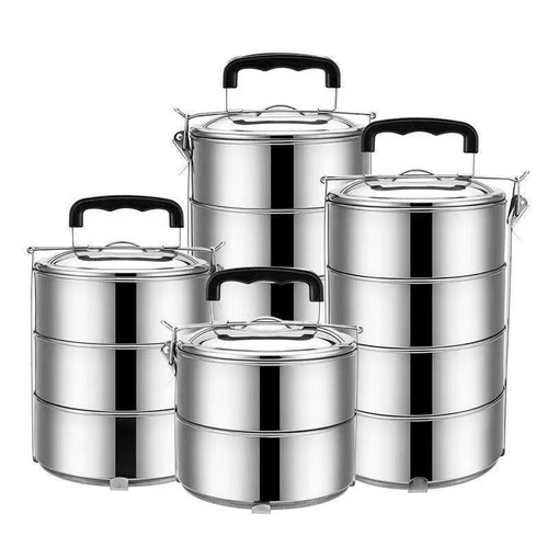 Wholesale Manufacturer Outdoor Thickened Large Capacity Heated Handheld Bento Box Student Stainless Steel Multi-layer Rice Bowl