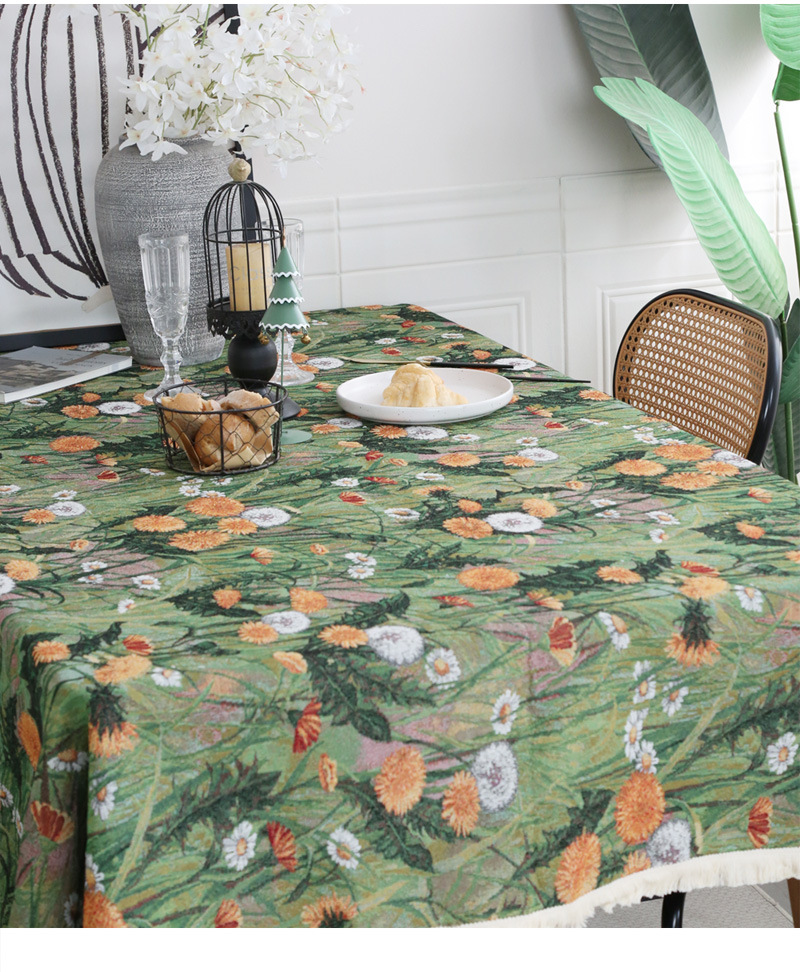 Schöne Elemente American Fresh rechteckige Tischdecke Jacquard Retro grün Stoff Tischdecke Abdeckung_voghion.com