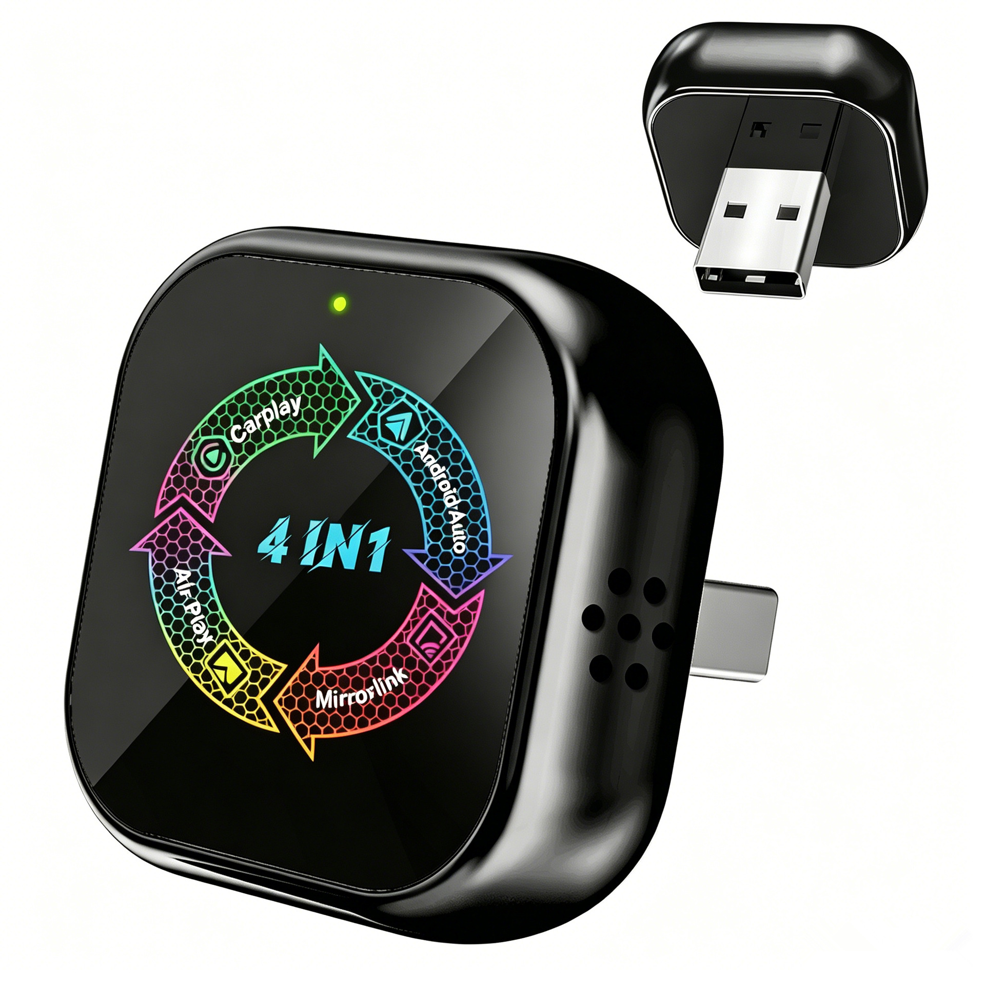 Supports converting the original car's wired CarPlay to wireless, a four-in-one box for Android and Apple video screen mirroring connection