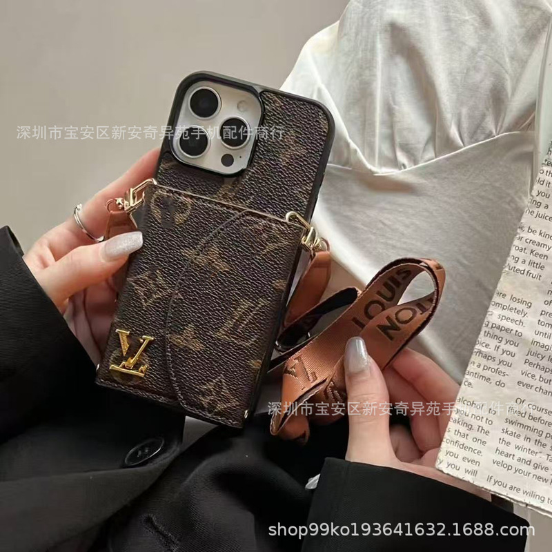 奢华卡包化妆镜挂绳跨境爆款适用iPhone17Promax电镀苹果16手机壳|undefined