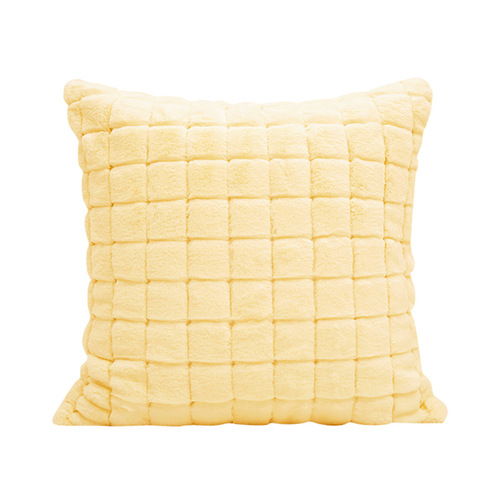 Cross-border Amazon ins style imitation rabbit fur pillow for living room sofa cushion solid color plaid plush pillow case wholesale