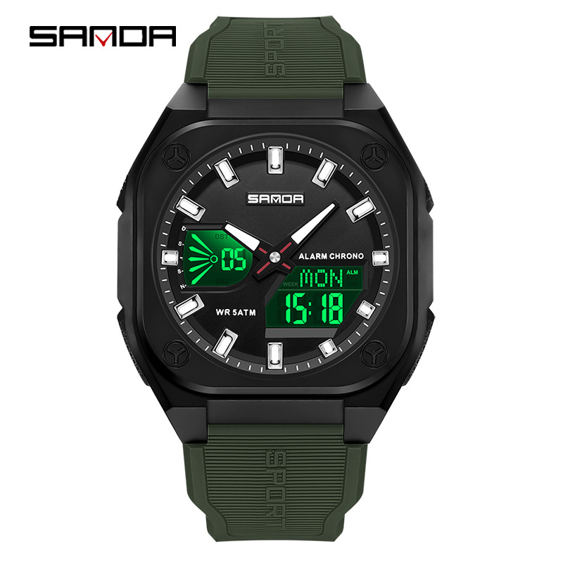 SANDA Sanda 6268 horario de verano despertador impermeable reloj electrónico para estudiantes sincronizados reloj deportivo de luz nocturna multifuncional