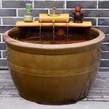 老式陶土缸宽口家用矮胖水缸发酵酒缸防霉荷花缸陶瓷兼容睡莲鱼缸