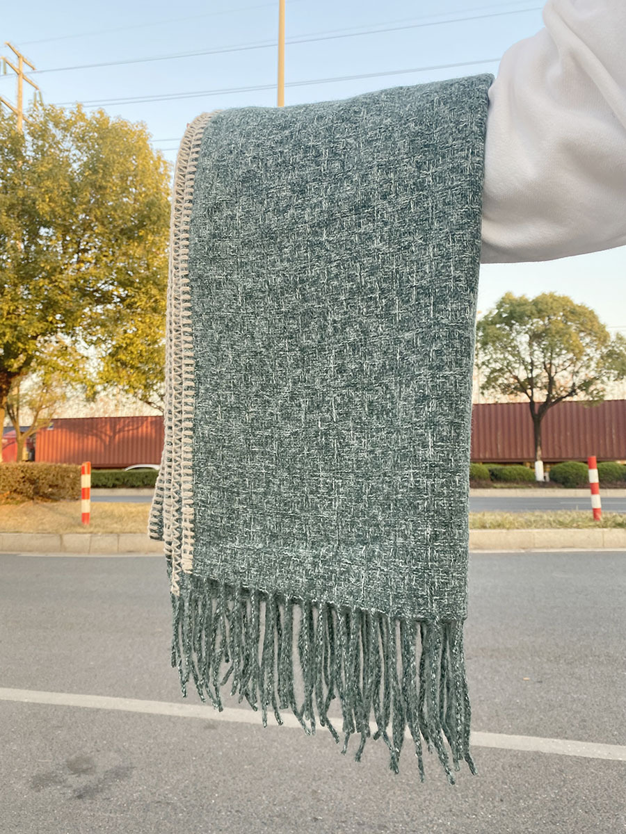 Damen Strickschal, Weicher Wollschal In Kontrastfarben Für Winter_voghion.com