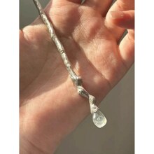 清冷新中式簪子水晶烧白银钗设计感树枝纹理盘发饰玄学发簪