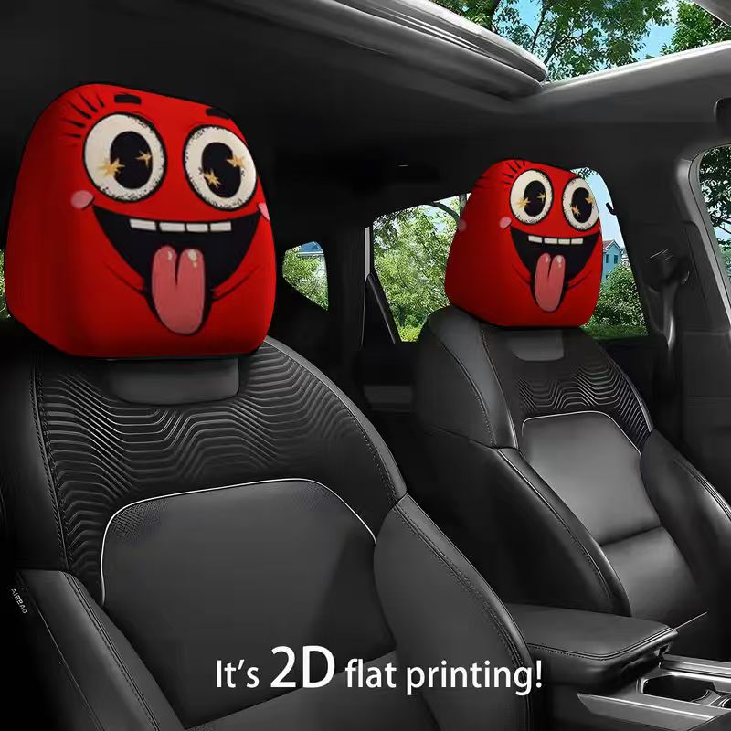 Polyester Fabric Car Headrest Cover with Funny Print, "Laugh Until Your Stomach Hurts" Design, Universal for Car Interiors, Does Not Shrink in All Seasons