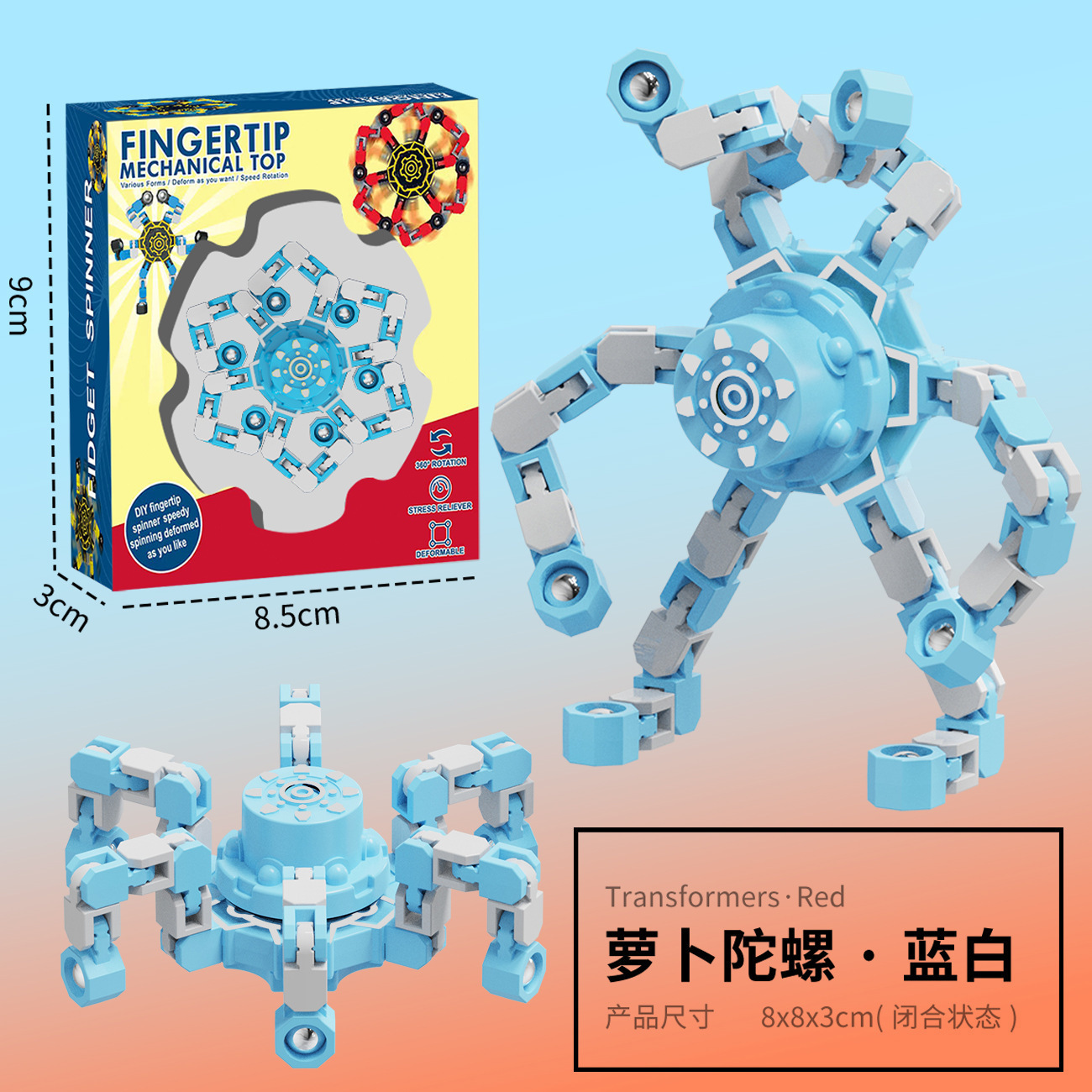 Fidget Spinner Deformable con Luz para Niños de Plástico ABS Giratorio