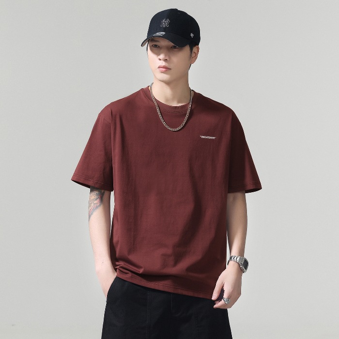 80 frío algodón camiseta de mangas cortas hombre 2026 verano transpirable camiseta de mangas cortas casuales blanco negro