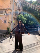 2025新款时尚套装立领毛毛马甲半高领T恤女秋冬宽松休闲裤三件套