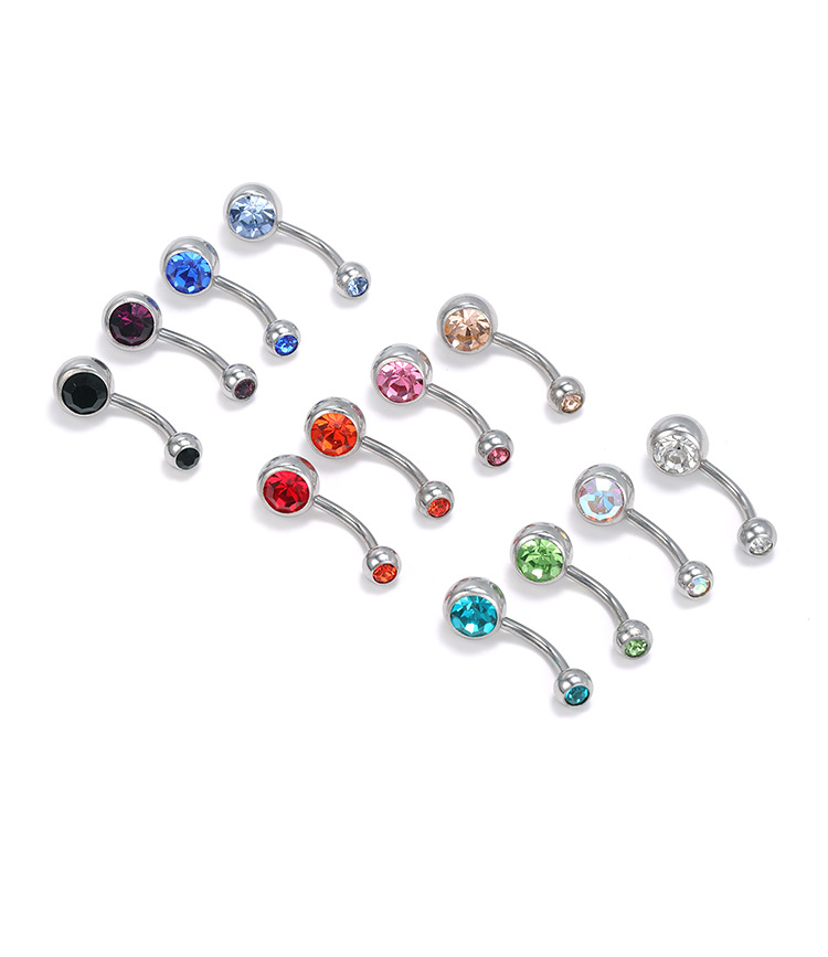 Titanium Steel Belly Button Ring Double Headed Zircon Navel Ring Set Stainless Steel Fake Nail Piercing detail image 8