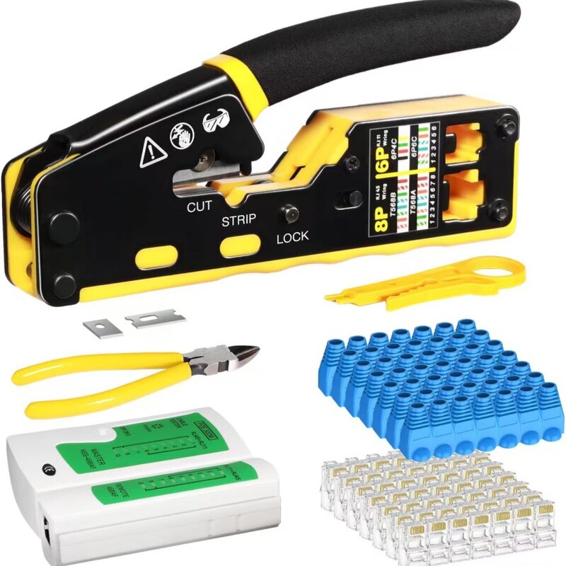 Rj45 Crimping Tool Straight-Through Kit Ethernet Crimping Tool Cat5/Cat6 Through-Hole Crystal Head Crimping Pliers