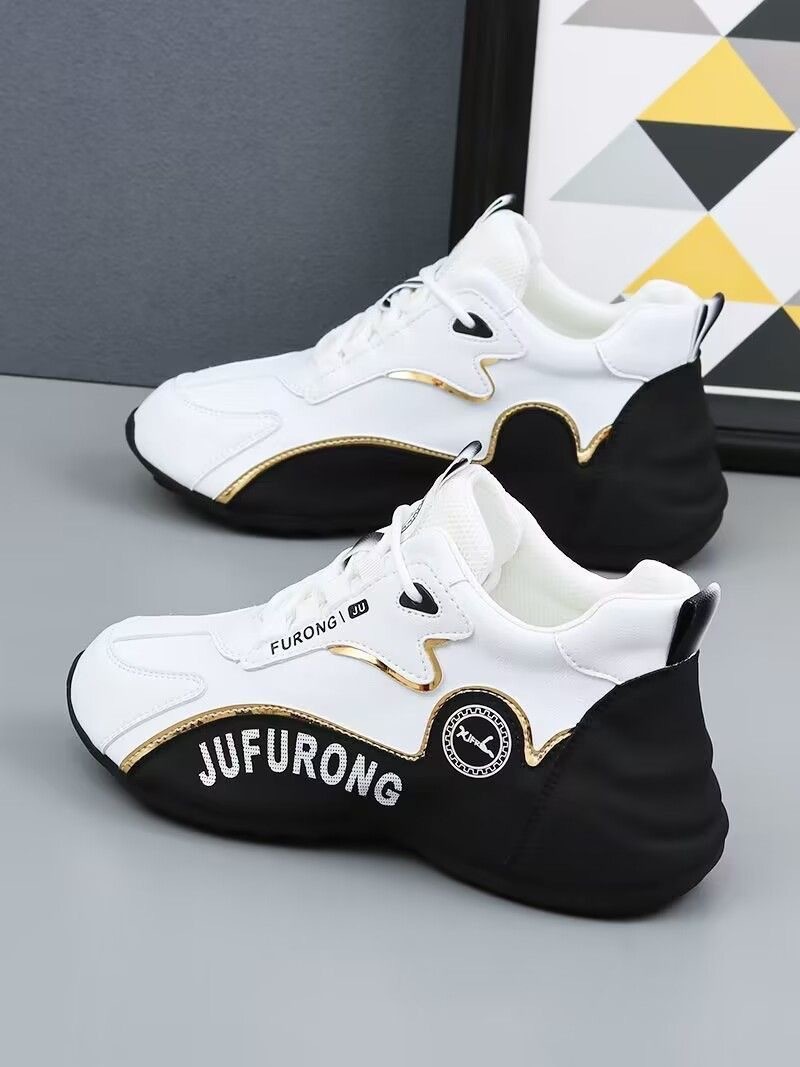 Chaussures pour hommes, baskets blanches unisexes épaisses, chaussures de sport tendance pour le printemps, style populaire sur TikTok, chaussures de papa pour couples_voghion.com
