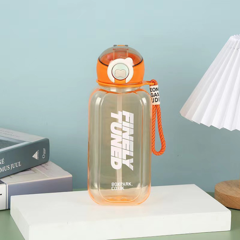 Nuevo color transfronterizo taza de plástico esmerizado taza cuadrada de paja taza de agua portátil de gran capacidad taza deportiva casual