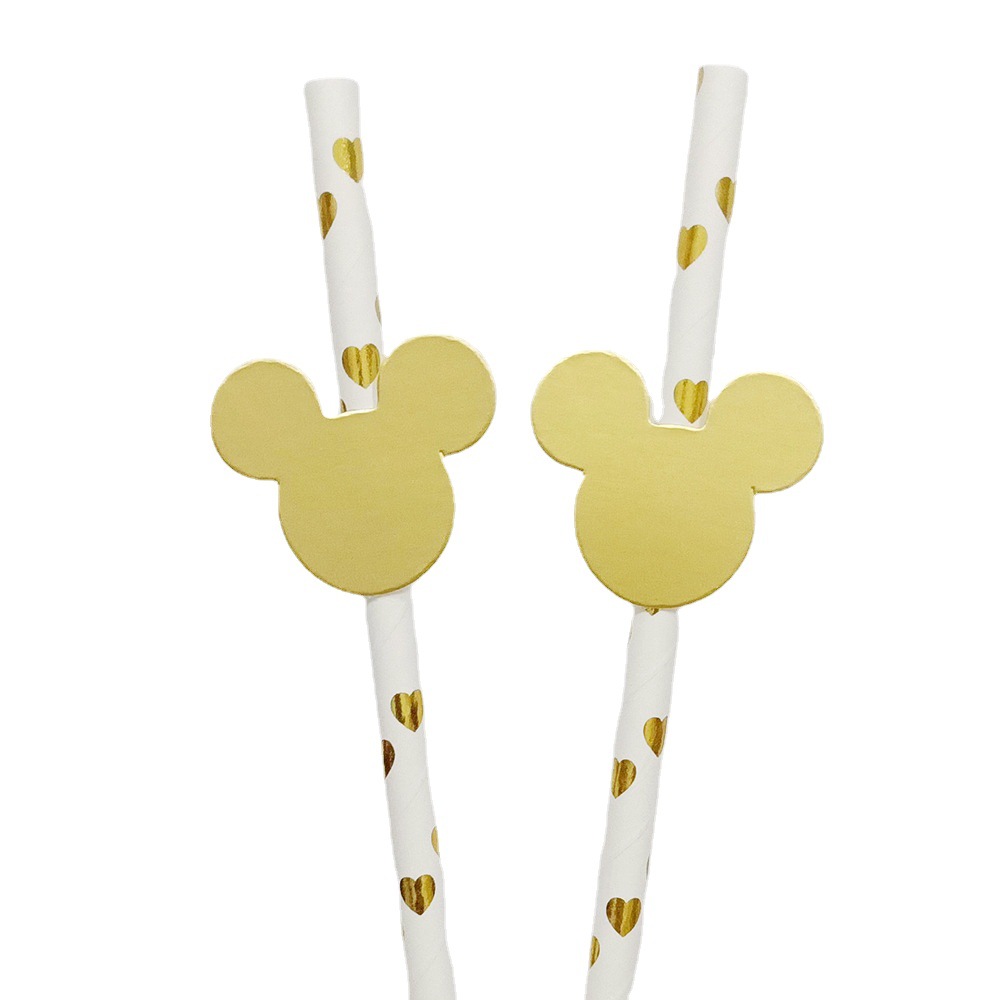 Fabricante al por mayor creativo fiesta paja decorativa serie de frutas con tarjetas Mickey papel paja creativa