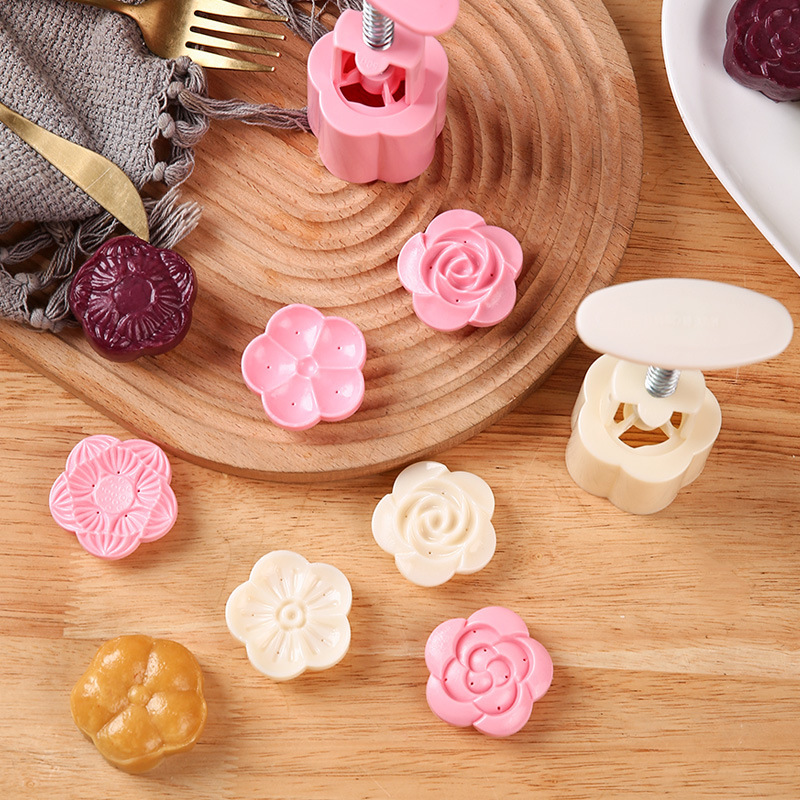 新しい中秋の花形の月餅の鋳型の製作の模型の印具の氷の皮の緑豆の餅の菓子の手は家庭の焙煎して磨きます。|undefined