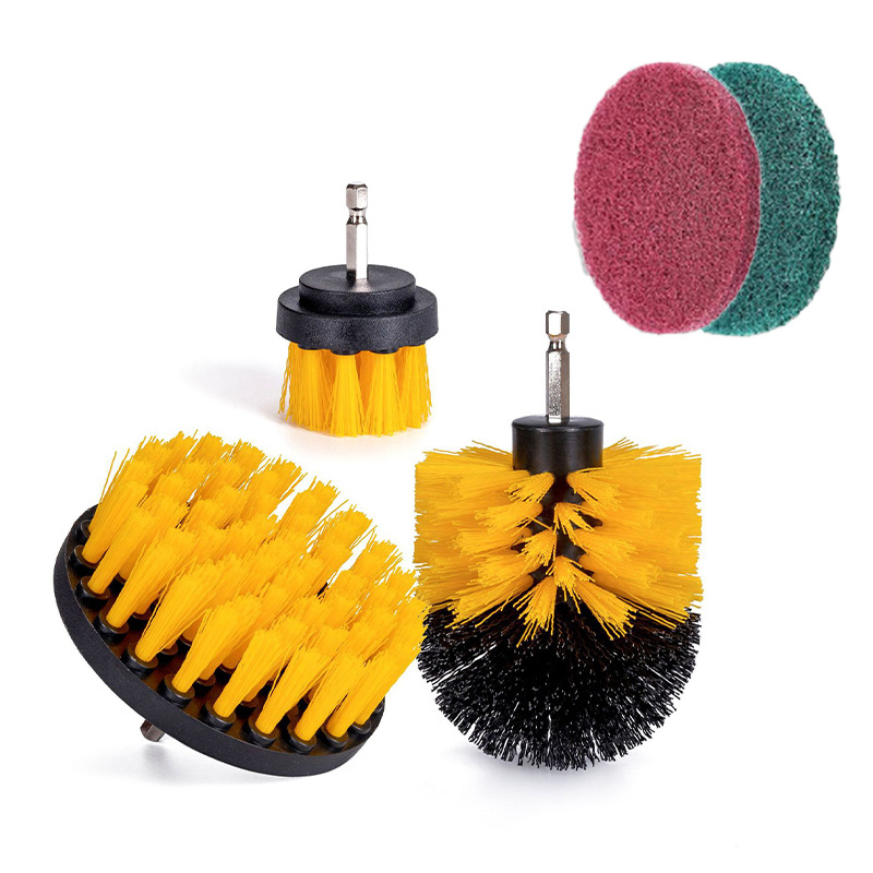 노란색, 3종 세트 + 빨간색과 녹색 수세미, 플라스틱