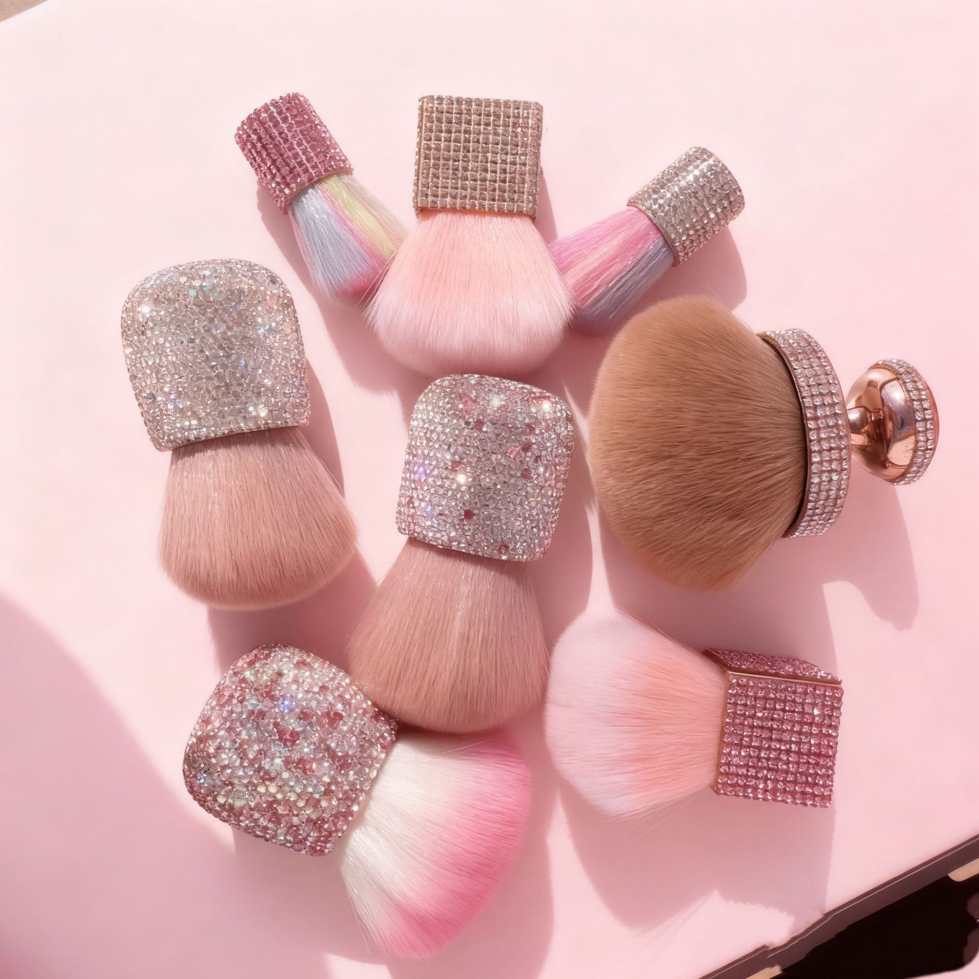 Brocha de Honguito para Polvo de Uñas con Pedrería Limpiador de Polvo, Decorativo para Maquillaje y Manicura