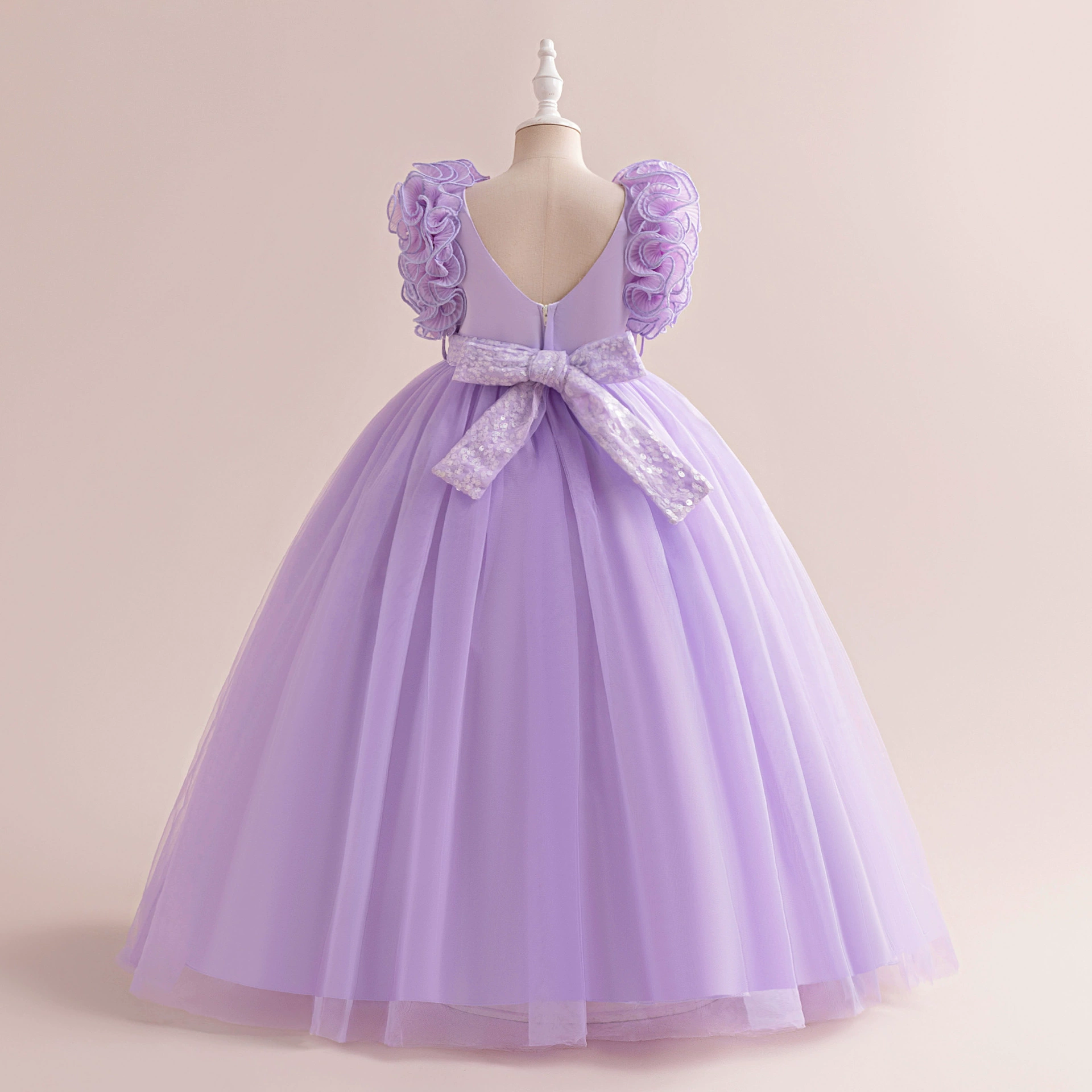 Small princess costume, flower girl dress, wedding dress, vest, long skirt, (Cross-border trading), for teenagers, tulle, V-neckline