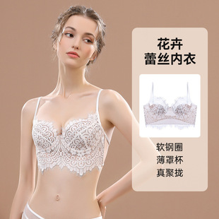 French Style Small Sexy Lace Beautiful Back Underwear Women's Thin Small Chest Push-up Breathable Bra New Style Bra